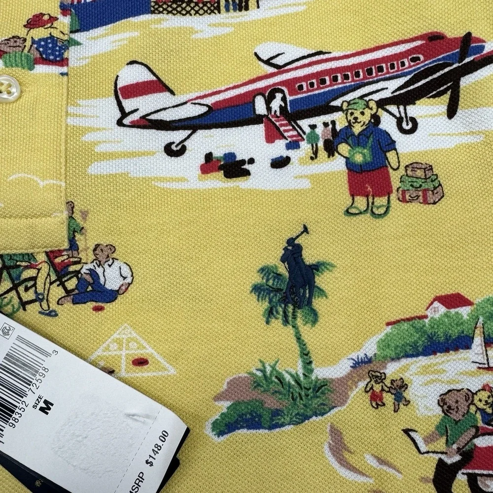 NWT Polo Ralph Lauren Polo Bear Hawaiian Tropical Aloha Polo Shirt Sz M‎ Bear